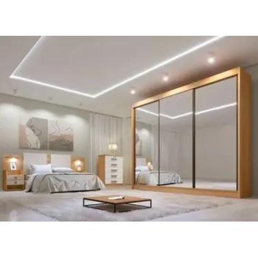 Imagem de Roupeiro Casal Dubai 3 Portas Espelhadas e 6 Gavetas DDoro Móveis D Do