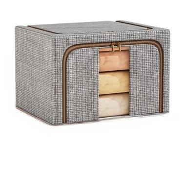 Imagem de Caixa Organizadora para Guarda-Roupa Dobrável com Visor Transparente - Organizador de Roupas, Brinquedos, Lençol e Edredom(CINZA G)