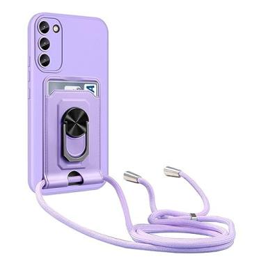 Imagem de Para Samsung S23 Ultra S22 Plus S21 S20 FE A54 A53 A52 A51 A33 5G A71 4G Magnetic Back Lanyard Case Ring Holder Card Slot Cover, Purple, For Samsung A32 4G