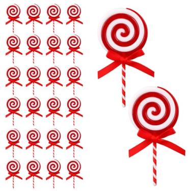 Imagem de 24un. Ornamento Doce de Natal, Decorações Bengala Doce de Hortelã Plástico Decorações Padrão Pirulito Pendurado Suprimentos para Festas Caseiras Natal (Vermelho, Branco)