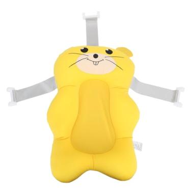 Imagem de Almofada para banheira de bebê, desenho animado, formato de animal, travesseiro macio, alça ajustável, pia, tapete de banho para bebês e recém-nascidos, tecido de seda com leite,