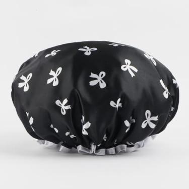 Imagem de Touca de banho espessa para mulheres - Capa de cabelo de banho de camada dupla, elástica macia para banho, natação, touca de cabelo antiderrapante para spa