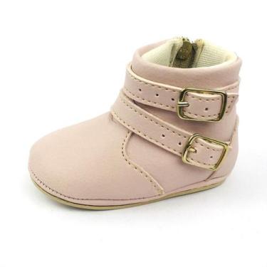 Imagem de Botinha Bota Feminina Menina Bebê Recém Nascido Fivela Lateral Zíper -