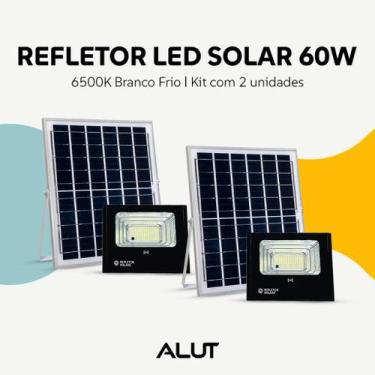 Imagem de Kit Refletor Solar Led Com Sensor 60w 6500k Branco Frio 110v 220v Ip65