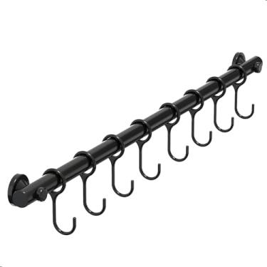 Imagem de Suporte De Cozinha Porta Talheres 50cm C/ 8 Ganchos Preto