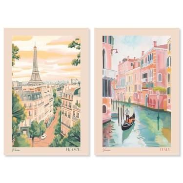 Imagem de Blush Parisian Glam conjunto de 2 painéis impressão em tela arte de parede glamorosa por Art Remedy, Gallery Wrapped, 25 x 38 cm