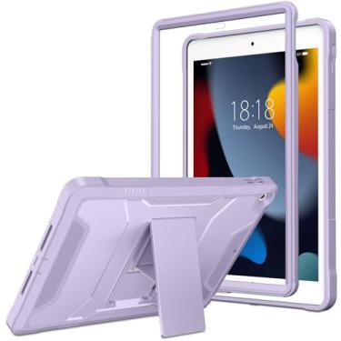 Imagem de VIKESI Capa protetora para iPad 9ª/8ª/7ª geração 2021/2020/2019, iPad 10,2 polegadas, resistente, durável, com suporte, protetor de tela integrado, roxo pôr do sol