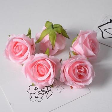 Imagem de 10 peças de flores artificiais - flor de seda com hastes rosas rosa arranjos florais falsos para casa de banho escritório mesa central prateleira decoração de casamentos