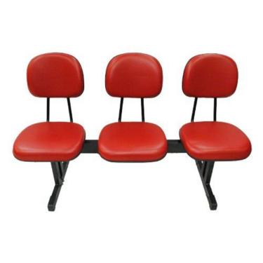 Imagem de Cadeira Secretária Em Longarina Com 3 Lugares Vermelho