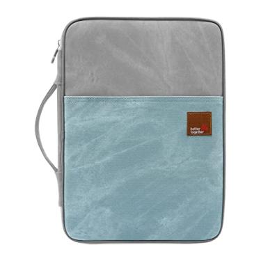 Imagem de El-fmly Organizador de documentos de viagem A4 organizador de documentos com zíper bolsa de pasta portátil para escritório e negócios (azul cinza)