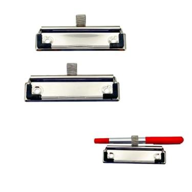 Imagem de Aliviitsi Prancheta de metal com clipe de caneta, 2 peças de ferragens montáveis de aço inoxidável de 10 cm com aderência de borracha para escritório, escola, casa ou prancheta de desenho