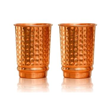 Imagem de 2activelife Conjunto de 2 copos de cobre para copos de água potável para benefícios de saúde Ayurveda Copos de cobre para viagem (345 ml)
