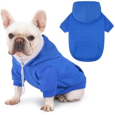 Imagem de Moletom com capuz básico para cães, xadrez, ultramacio, roupas de clima frio, para cães médios, grandes, tecido respirável, aconchegante, casaco quente e elegante com bolso para trela, jaqueta para