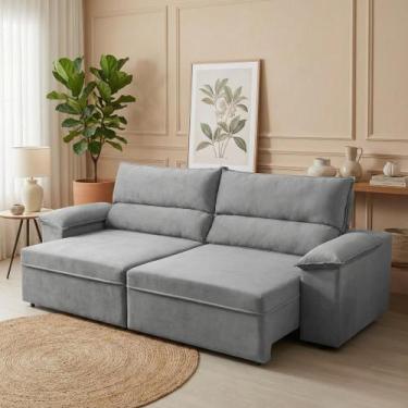 Imagem de Sofá Retrátil e Reclinável 3 Lugares Molas Ensacadas 200cm Veludo Malt