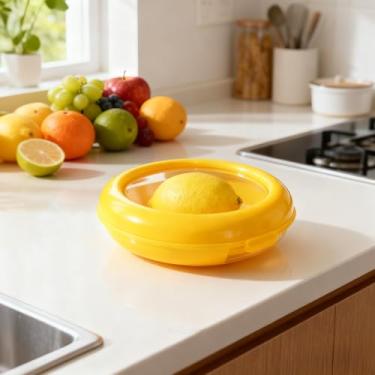 Imagem de Recipientes reutilizáveis de armazenamento de alimentos para refrigerador, suporte de tomate com tampa hermética para frutas e legumes, amarelo