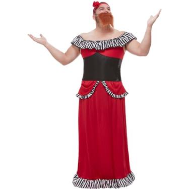 Imagem de Smiffys Bearded Lady Costume, Red with Dress, Corset, Headband & Beard, Circus Fancy Dress, Jester Dress Up Costumes