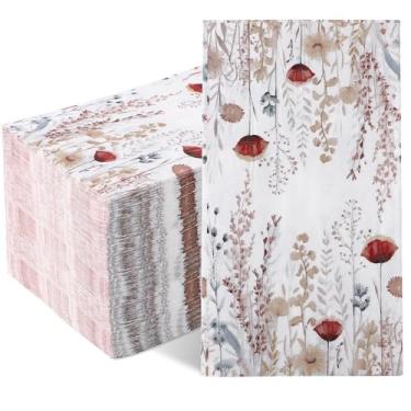Imagem de BSSN 100 guardanapos descartáveis 2 camadas, toalhas de papel de mão para convidados para decoração elegante guardanapo de mão para casa cozinha banheiro casamento feriado festa decoração de mesa