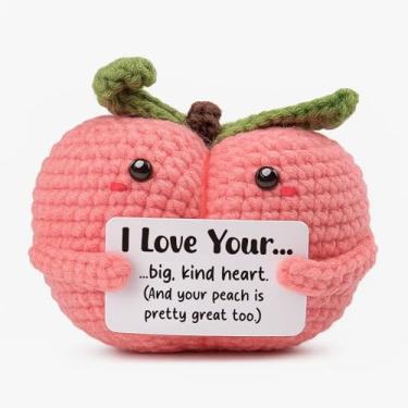 Imagem de FRBFRB Funny for Him, Cheeky Valentines Day Gifts for Boyfriend, Romantic Crochet Peach with Card, Cute Birthday Present for Husband, Handmade Sentimental Keepsake for Men, I Love You Plush