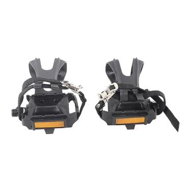 Imagem de Pedal de Bicicleta Yosoo Health Gear com Clipes para os dedos e alças, 1 par de pedais de nylon para ciclismo e plataforma para acessórios de mountain bike fixos