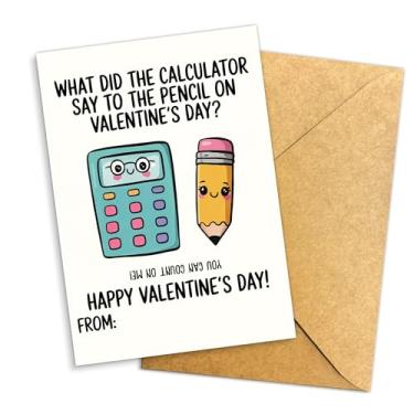 Imagem de Podagree Calculadora engraçada e lápis cartão de dia dos namorados de estudantes ou professores, design de piada de trocadilho de sala de aula, lindo cartão de felicitações 20 x 13 cm com envelope