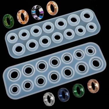 Imagem de Xindojuz moldes de anel de resina, conjunto de 2, 7 tamanhos diferentes moldes de joias de resina para resinas epóxi, molde de anel de silicone para artesanato faça você mesmo, brincos, colares