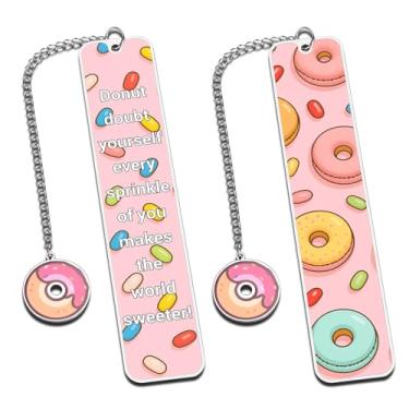 Imagem de Marcadores de livro inspiradores para mulheres, meninas, rosa, livros de Natal para mulheres e meninas – Marcadores de livros para ler lembrancinhas de festa de donuts, rosa, 1 peça, 2 lados