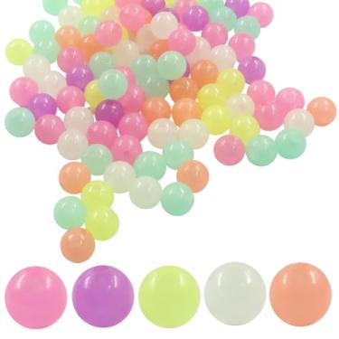 Imagem de Verkelly 100 contas redondas que brilham no escuro, contas de pônei coloridas de acrílico para fazer joias DIY, 10 mm