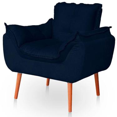 Imagem de Poltrona Opala Para Sala Confortável Resistente Veludo Cor Azul
