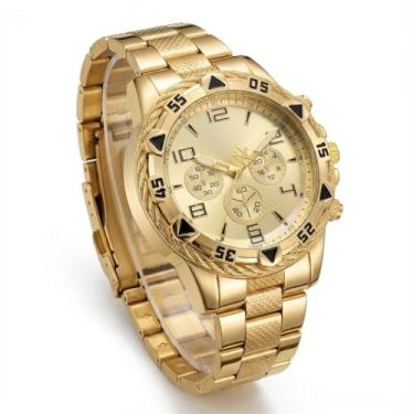 Imagem de Relógio masculino Dourado luxo aprova D'água Premium qualidade Pulso