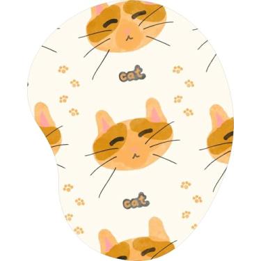 Imagem de Mouse Pad Ergonômico Gota Caras de Gato Patinhas Laranja