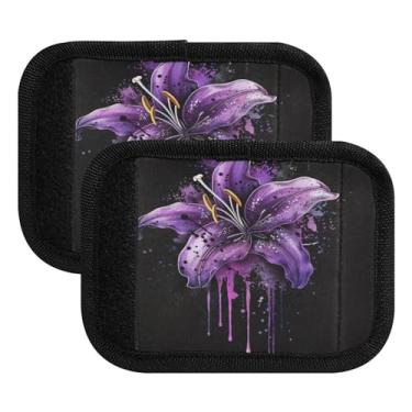 Imagem de Qilmy Pintura aquática, flores silvestres, alça de bagagem, embalagem com 4 identificadores de bagagem, etiqueta confortável, alças para carrinho, mala de viagem, acessórios de viagem de avião810