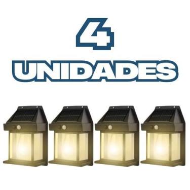 Imagem de Kit 4 Arandela Retrô Luminária Solar Externa Potente Vintage - clickst