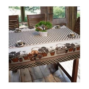 Imagem de Toalha de Mesa Retangular 4 Cadeiras Oxford Estampada – Decoração de Cozinha e Sala (Fazendinha)