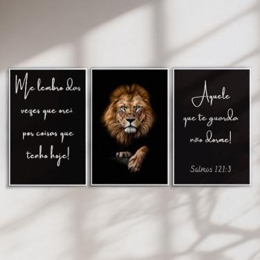 Imagem de Quadro Decorativo Trio Leão De Judá e Frases