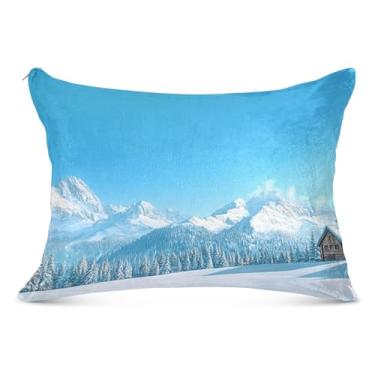 Imagem de Snowy Mountain Village Fronha King Size 50 x 76 cm, capa de almofada com zíper, capa de travesseiro corporal para cama, sofá, casa