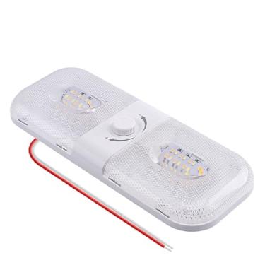 Imagem de SYAHEiPENG Luz de teto LED 12V 24V RV, lâmpada de temperatura de 3 cores com regulação contínua, luz de leitura quadrada, super brilhante, 120 LEDs, luminária de cúpula para trailer, carro, iate