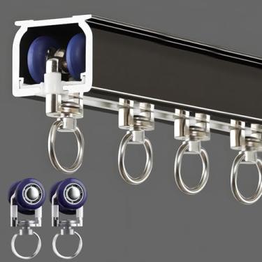 Imagem de Cortina de teto montada na parede, trilhos deslizantes resistentes de alumínio para janelas, sistema de trilho de cortina única silencioso para cortinas divisórias de quarto, sala de estar e quarto