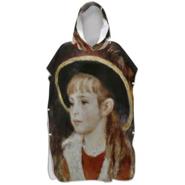 Imagem de Joisal Poncho de surfe para adultos trocador de roupão toalha com capuz floral absorvente masculino poncho com capuz impressão impressionista Little Irene