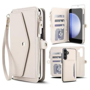 Imagem de Asuwish Capa de telefone para Samsung Galaxy S23 FE 5G capa carteira compatível com Magsafe RFID protetor de tela alça transversal alça flip porta-cartões com zíper bolsa celular S 23 EF S23FE 23S Off