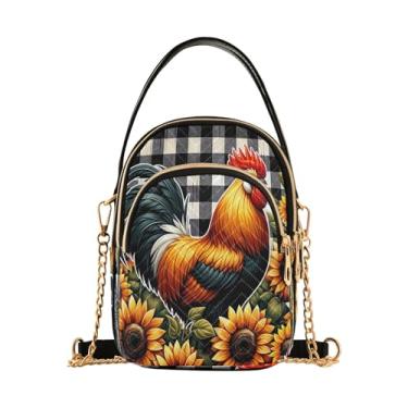 Imagem de Joisal Bolsa tiracolo Skull Roses para mulheres, antifurto, bolsa tiracolo pequena para mulheres, Girassóis de galo, 15*21*8cm