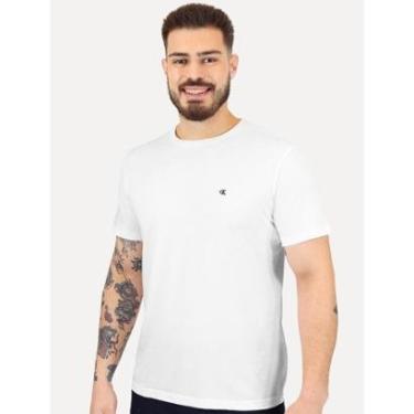 Imagem de Camiseta Calvin Klein Jeans Masculina CK Bordado Peito Branca-Masculino