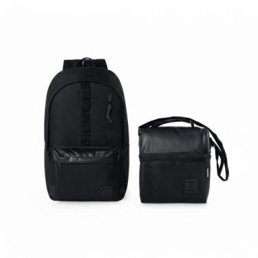 Imagem de Kit Mochila + Lancheira Masculina BG Net Preta - Bagaggio