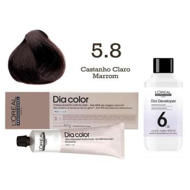 Imagem de Tonalizante Dia Color 5.8 Castanho Claro Marrom + Emulsão Reveladora 6