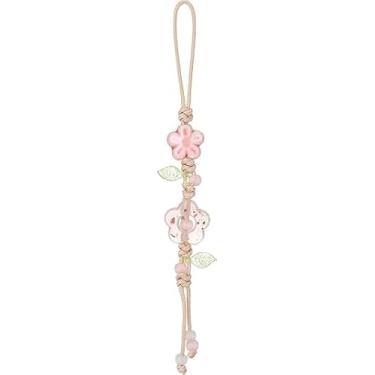 Imagem de YAFIYGI Amuleto de telefone com flores fofas pequenas Y2K rosa amuletos estéticos acessórios florais de cerâmica para bolsas e telefones adoráveis contas de folha para estilo de câmera personalizado