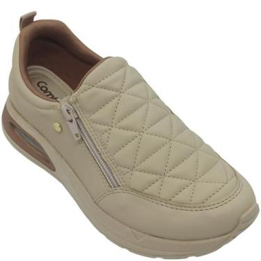 Imagem de Tênis Ramarim Feminino com Zíper Lateral e Sola 3cm Cor:AlmondTamanho: