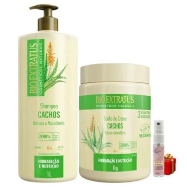 Imagem de Kit Cachos 1 Shampoo 1 Banho 1L Bio Extratus + Presente Lourre 15ml - 