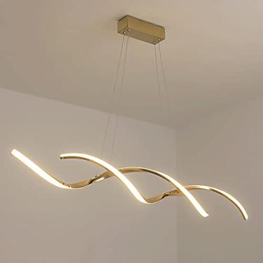 Imagem de Luminária pendente espiral linear de 43,3 polegadas, luminária suspensa ultrafina em fita de metal com cúpula de silicone, lustre LED moderno, luminárias de suspensão para ilha de cozinha, l
