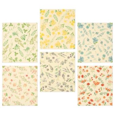 Imagem de Pacote com 6 panos de prato suecos para cozinha pano de limpeza reutilizável sortido pano de cozinha lavável esponja absorvente alternativa para prato (tema flor) (estilo 2)