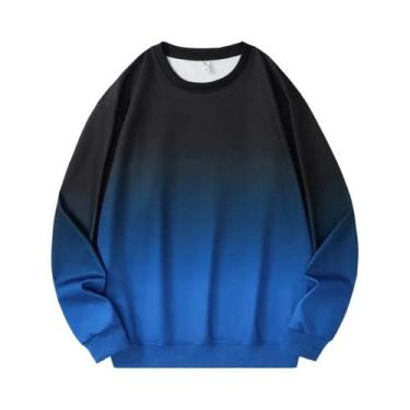 Imagem de Moletom Masculino plus Size 110-190kg Pulôver Solto Com Gradiente Gola