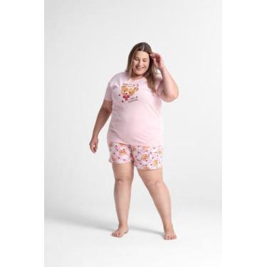 Imagem de Pijama Feminino Plus Size curto Algodão - EMC Store, Multicolorido, G1